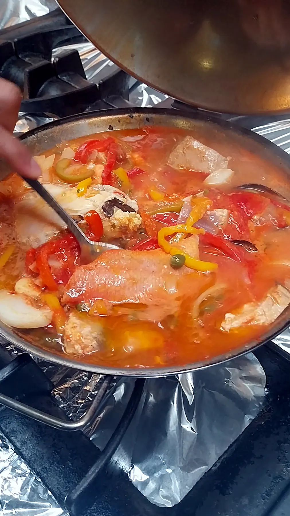 Cataplana de peixes ao lume